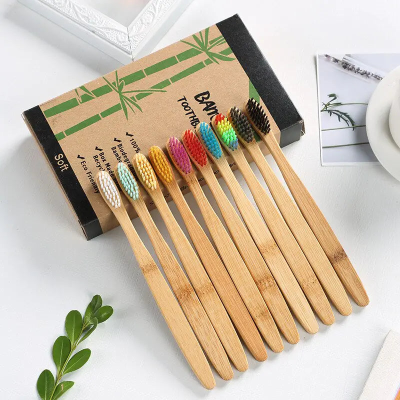 Eco-Friendly Bamboo Toothbrush Set (10 Count)