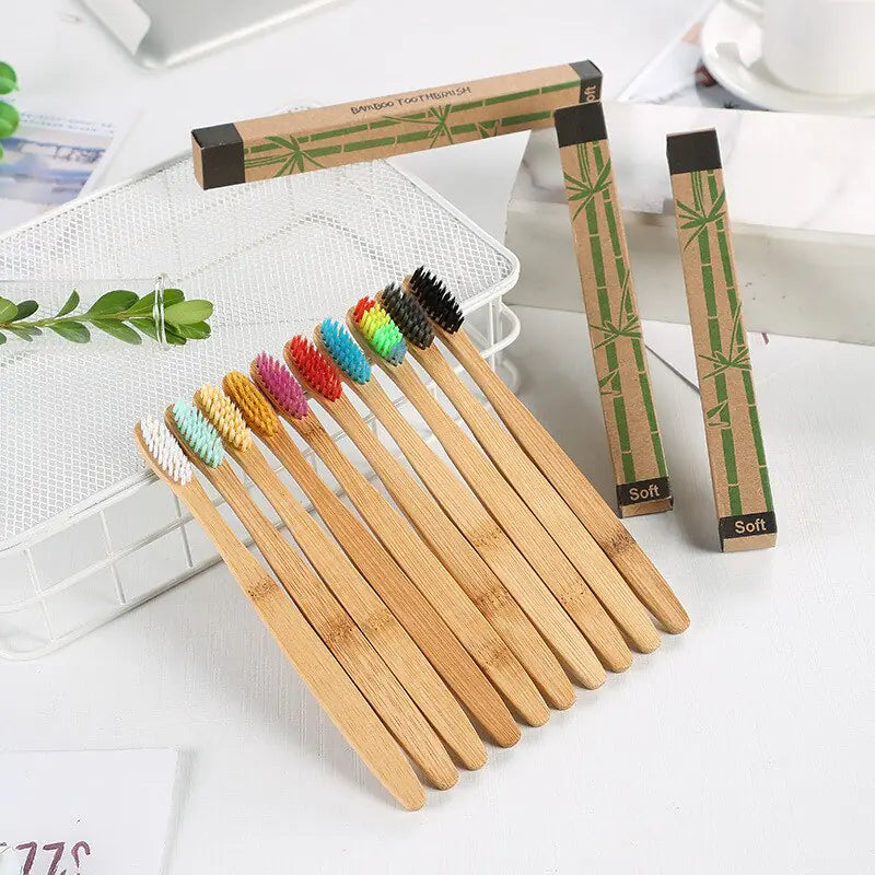 Eco-Friendly Bamboo Toothbrush Set (10 Count)